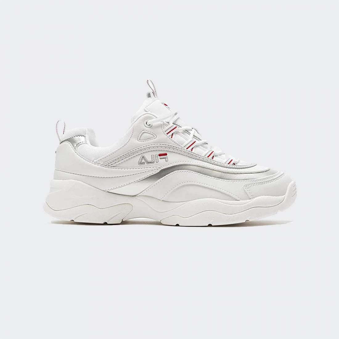Fila ray low shop white silver