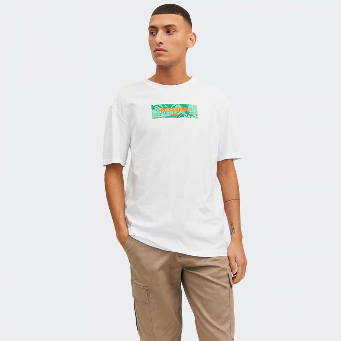 TSHIRT JACK & JONES ENERGY LOGO WHITE