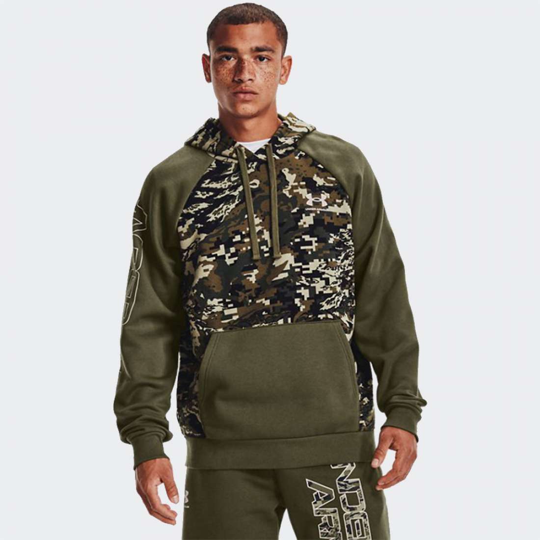 HOODIE UNDER ARMOUR UA RIVAL FLEECE CAMO SCRIPT/GREEN