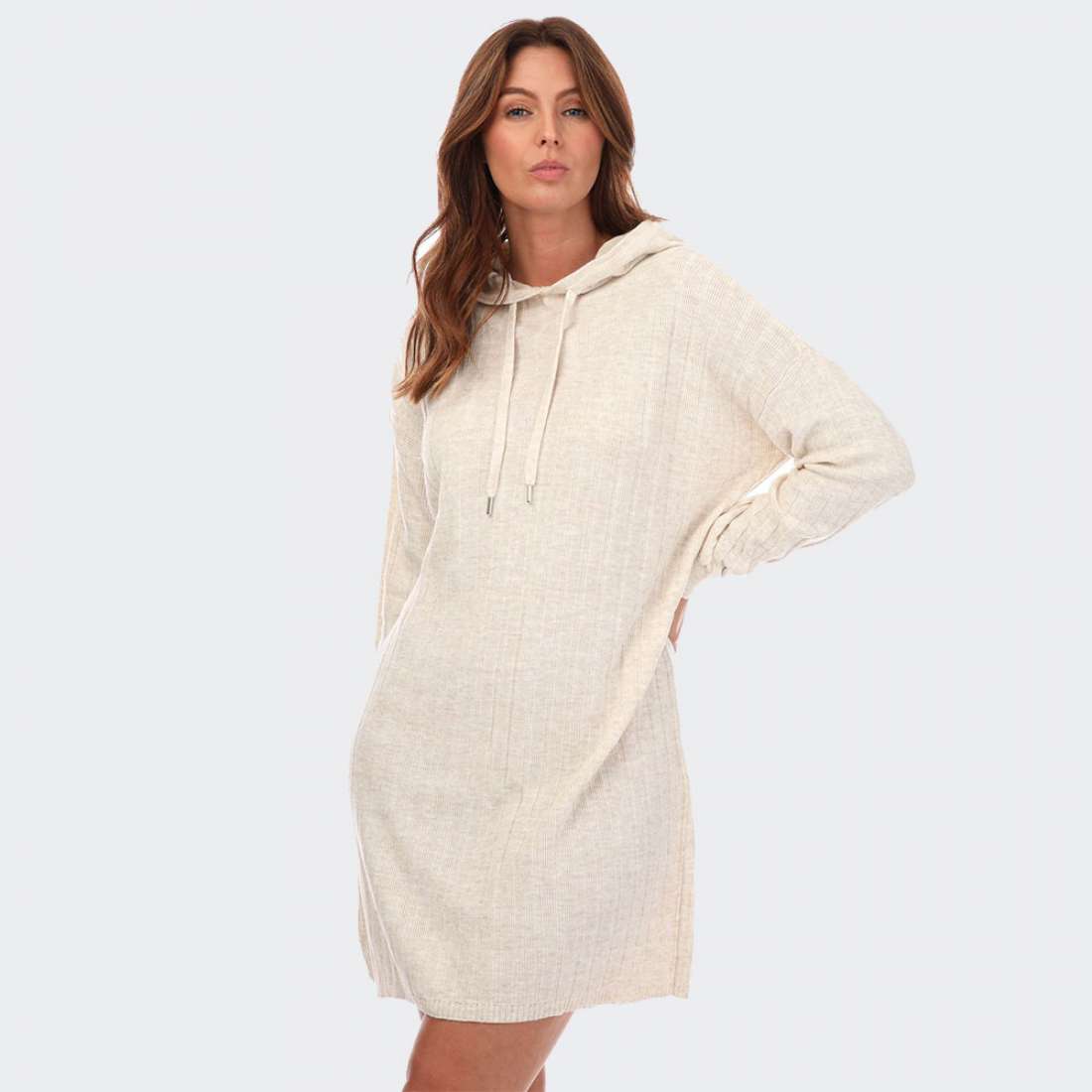 VESTIDO ONLY TESSA KNITTED HOODIE PUMICE STONE