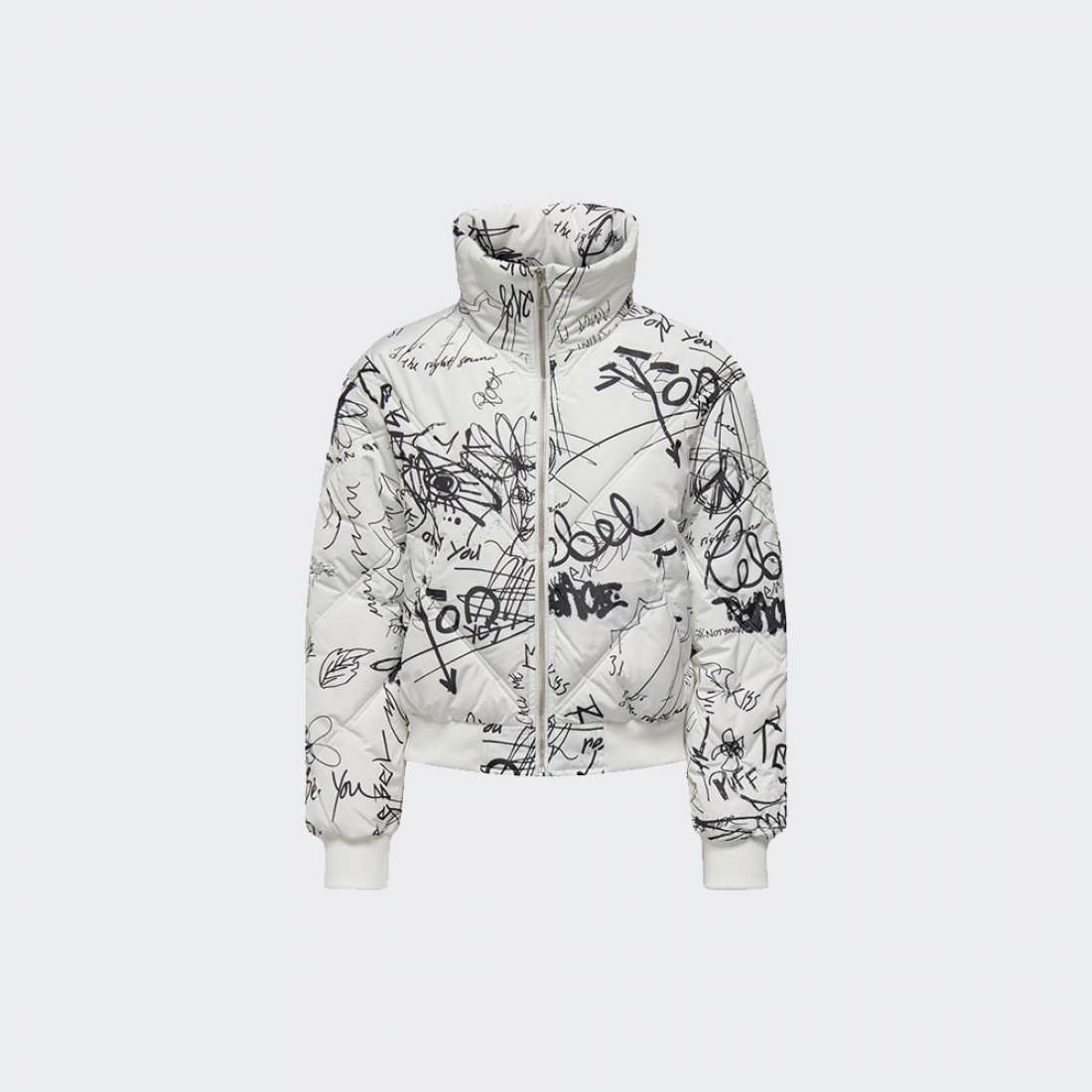 BLUSÃO ONLY MIA SHORT AOP PUFFER BRIGHT WHITE