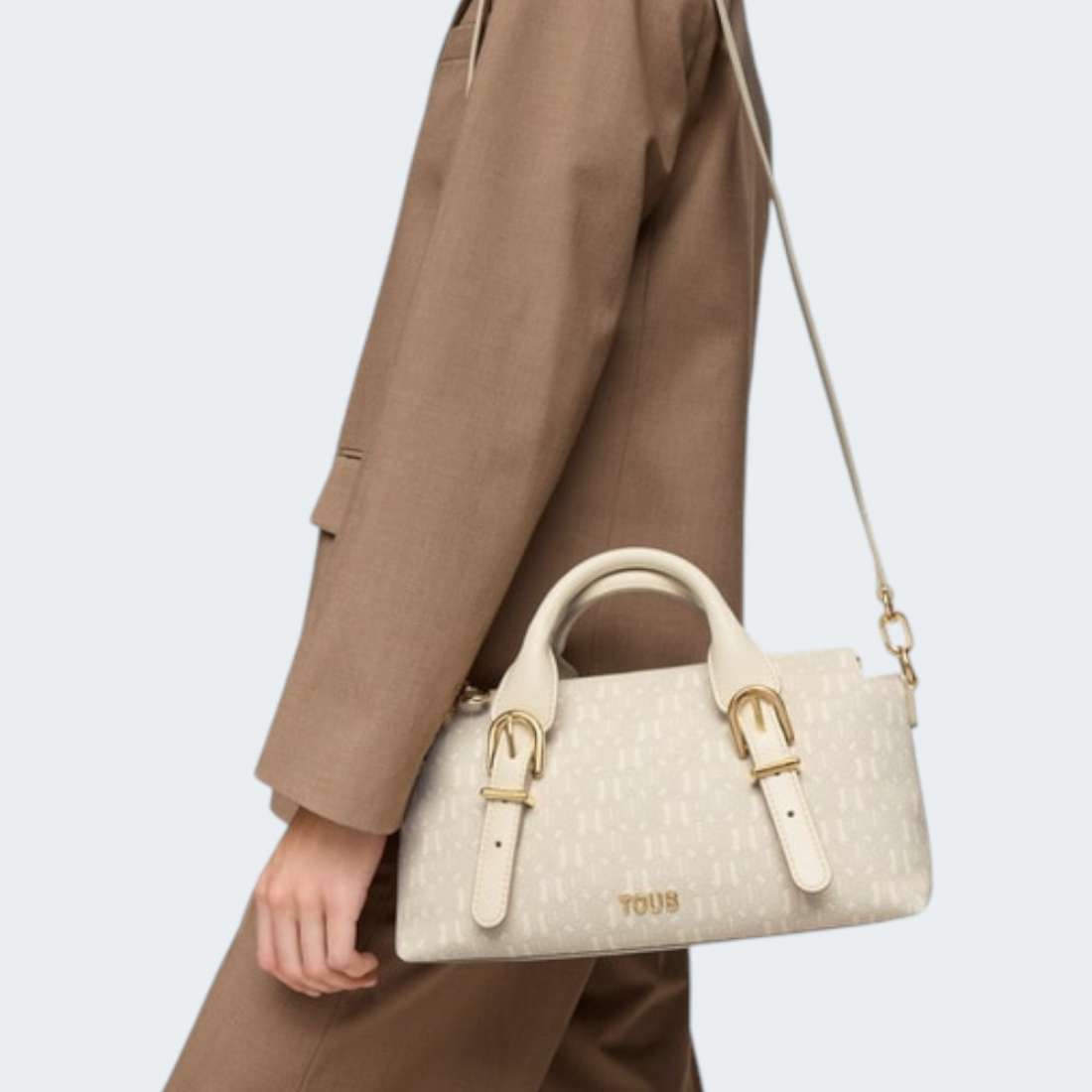 MALA TOUS BOWLING M BUCKLES SILHOUETTE BEIGE