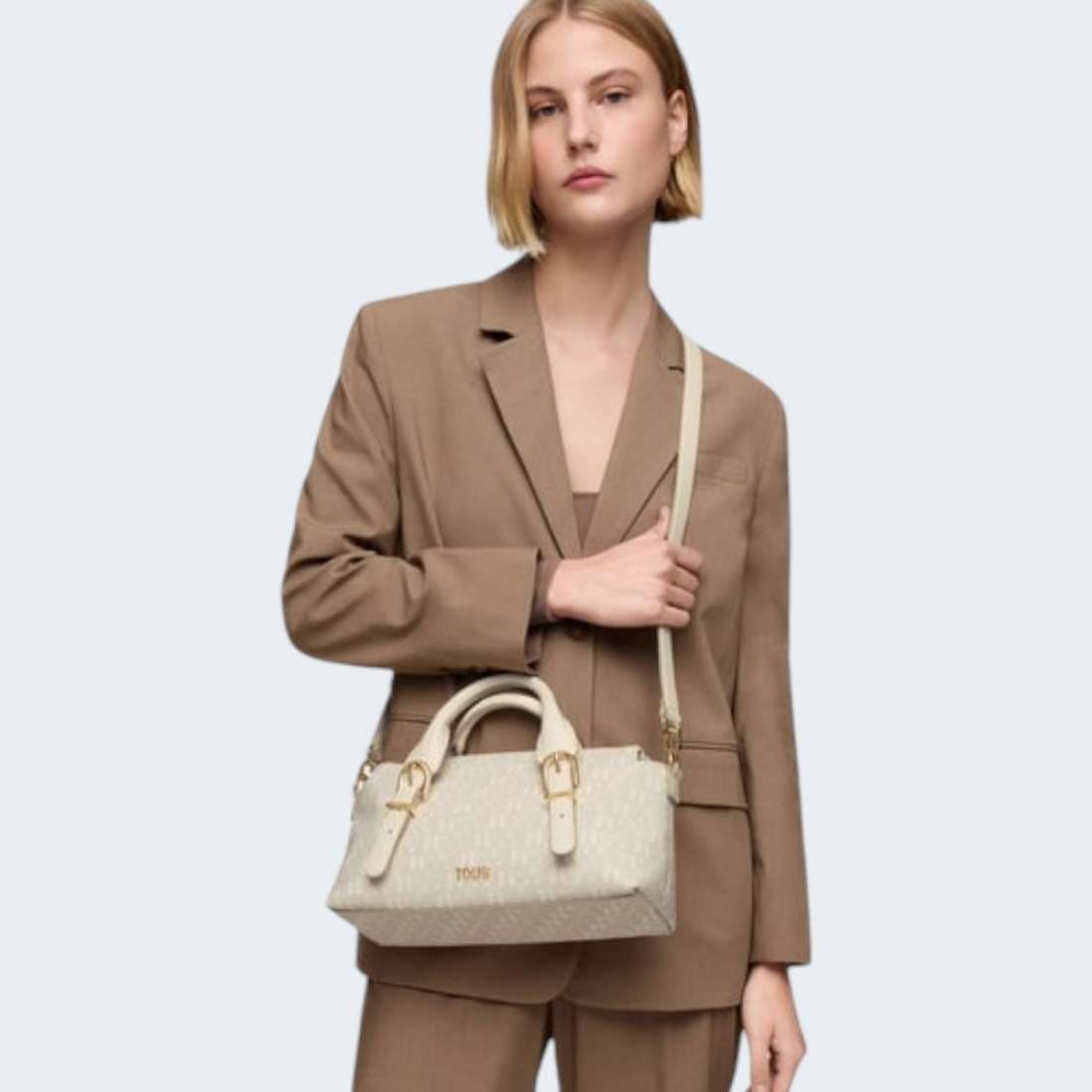 MALA TOUS BOWLING M BUCKLES SILHOUETTE BEIGE