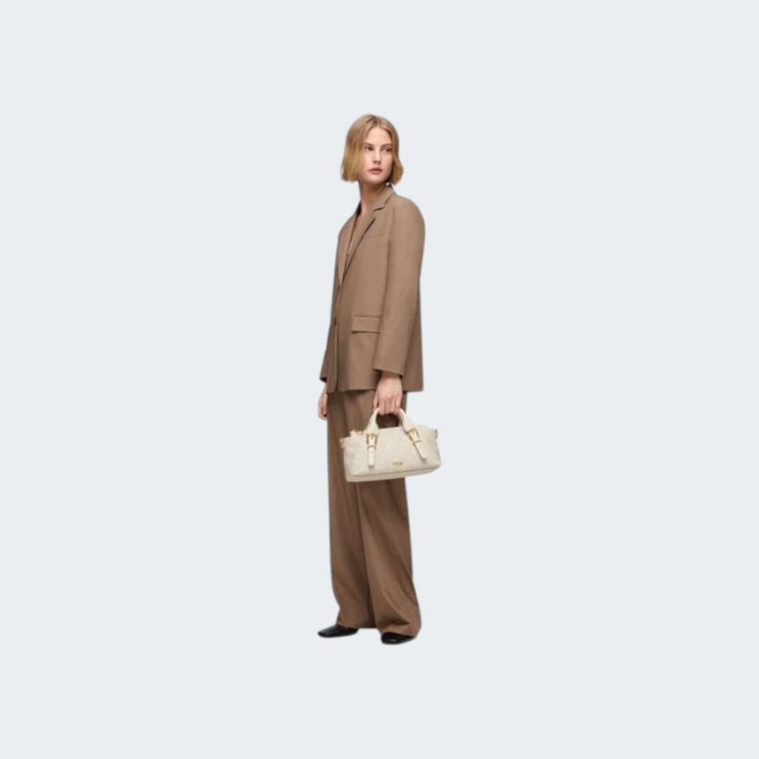 MALA TOUS BOWLING M BUCKLES SILHOUETTE BEIGE