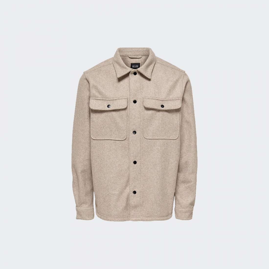 CAMISA ONLY & SONS ASH OVERSHIRT WOOLEN CHINCHILLA