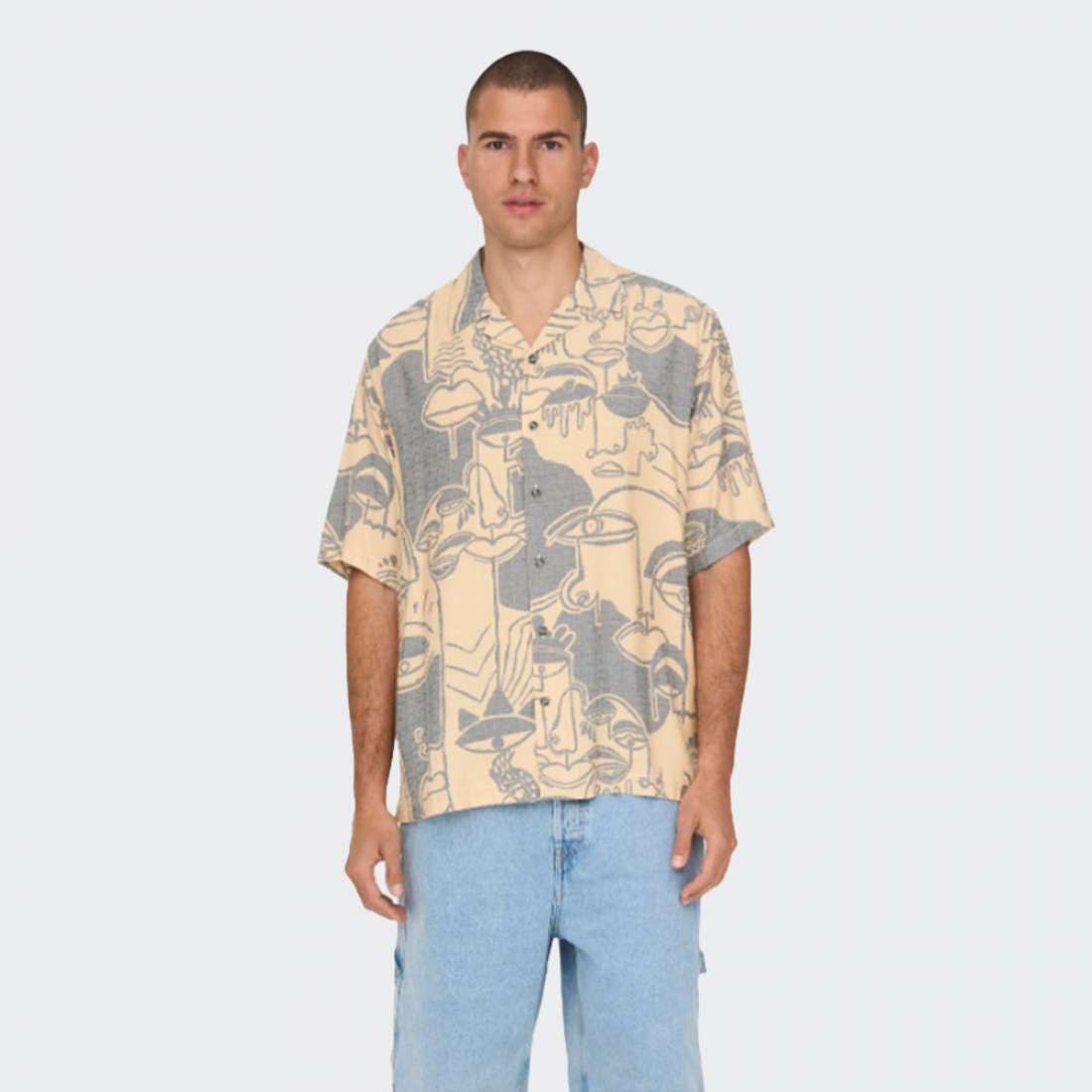 CAMISA ONLY & SONS LIFE DOODLE CORN SILK