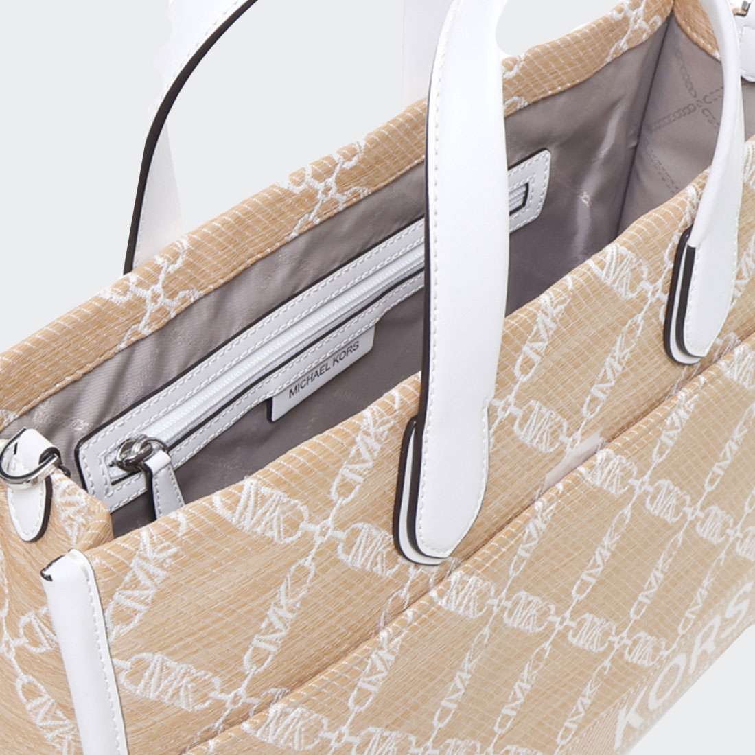 MALA MICHAEL KORS LG GRAB TOTE NAT/OPTIC WHITE