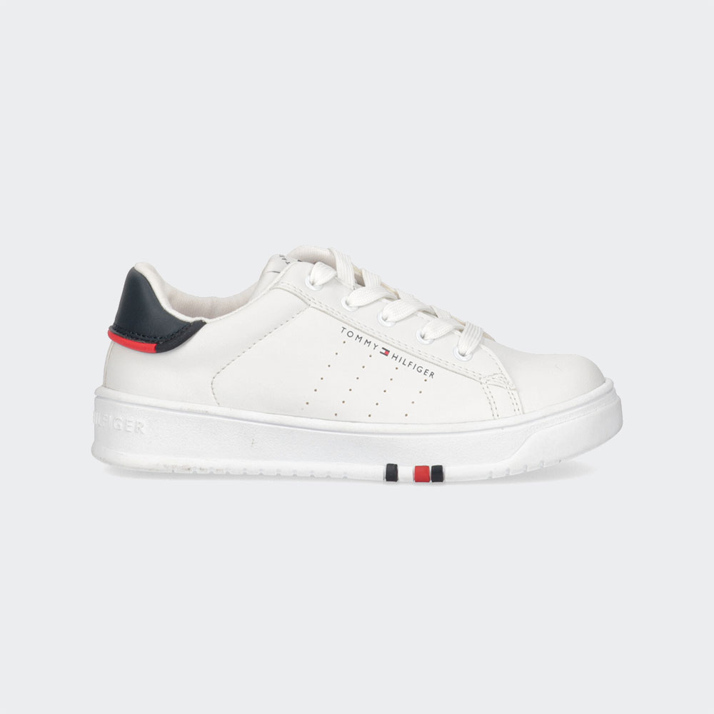 TOMMY  HILFIGER LOW CUT LACE UP JUNIOR WHITE/BLUE