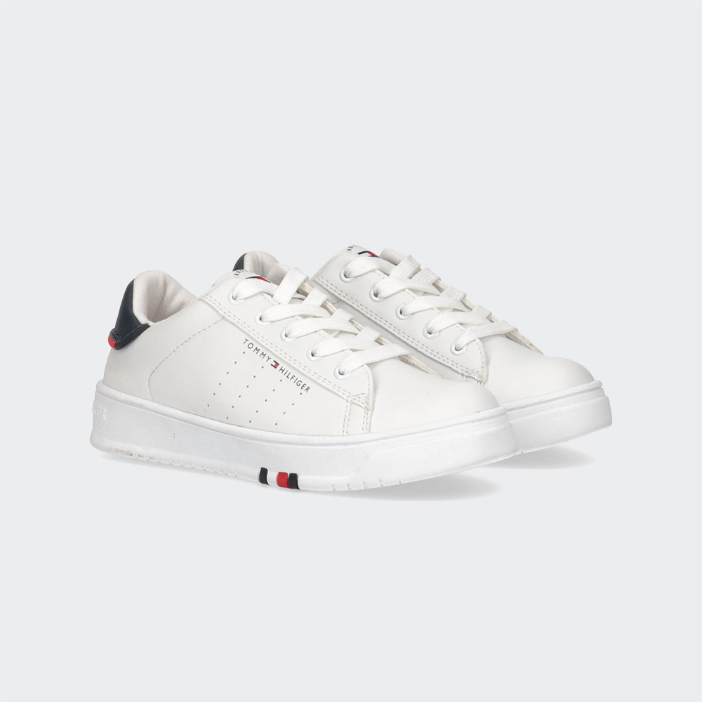 TOMMY  HILFIGER LOW CUT LACE UP JUNIOR WHITE/BLUE