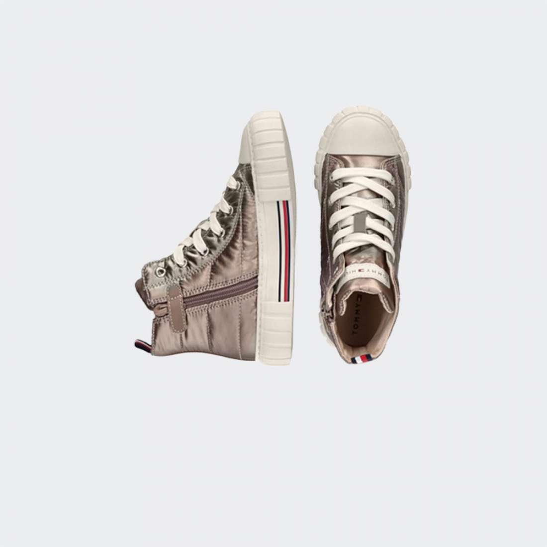 TOMMY HILFIGER LACE UP METALIC SNEAKER ROSE GOLD