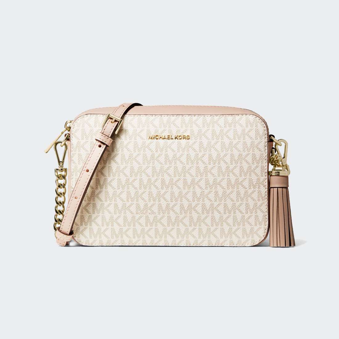 MALA MICHAEL KORS GINNY MEDIUM LOGO CROSSBODY VANILLA