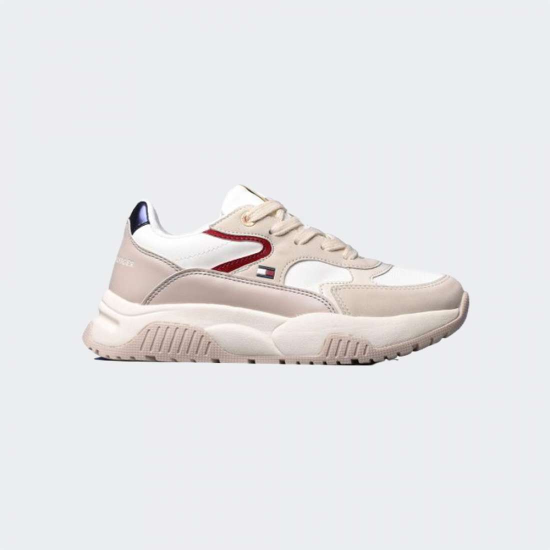 TOMMY HILFIGER LOW CUT LACE UP OFF WHITE/BEIGE