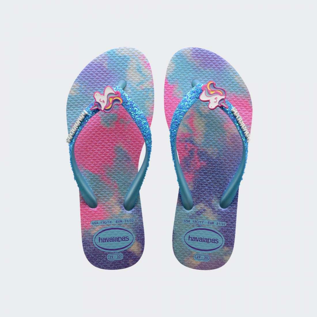 HAVAIANAS SLIM GLITTER TRENDY K WHITE/BLUE WATER