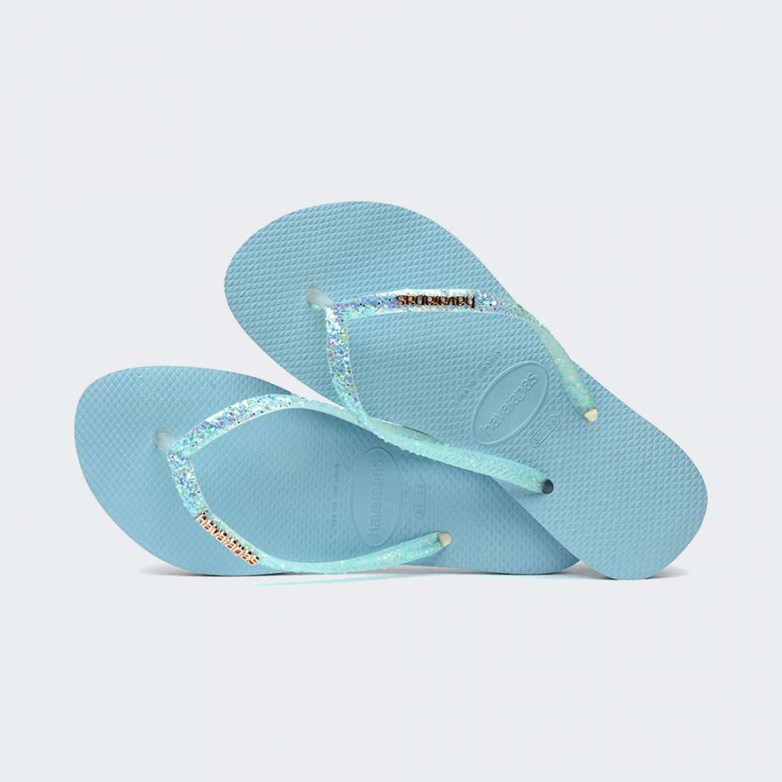 HAVAIANAS SLIM GLITTER FLOURISH NAUTICAL BLUE