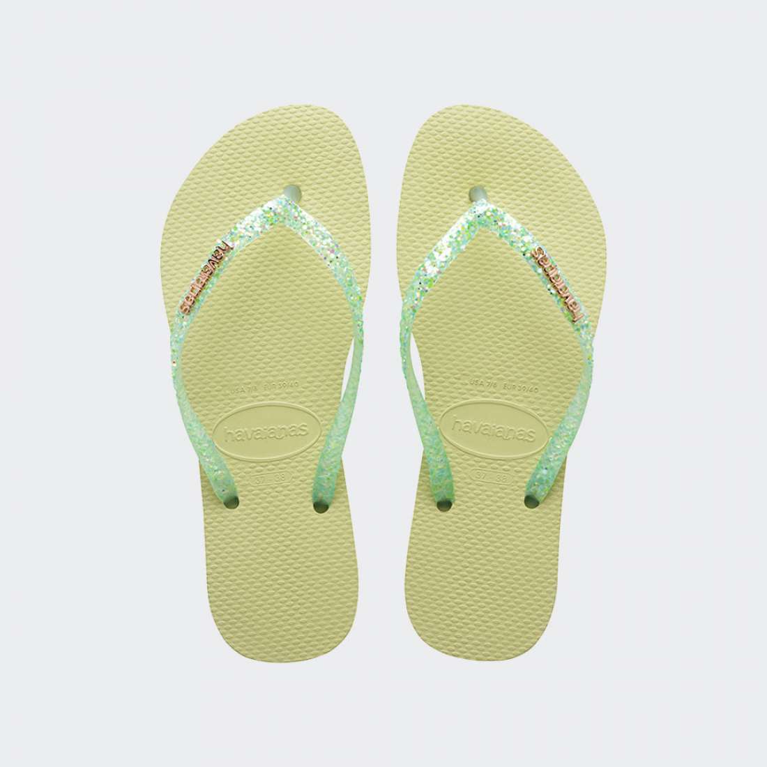 HAVAIANAS SLIM GLITTER FLOURISH GREEN GARDEN