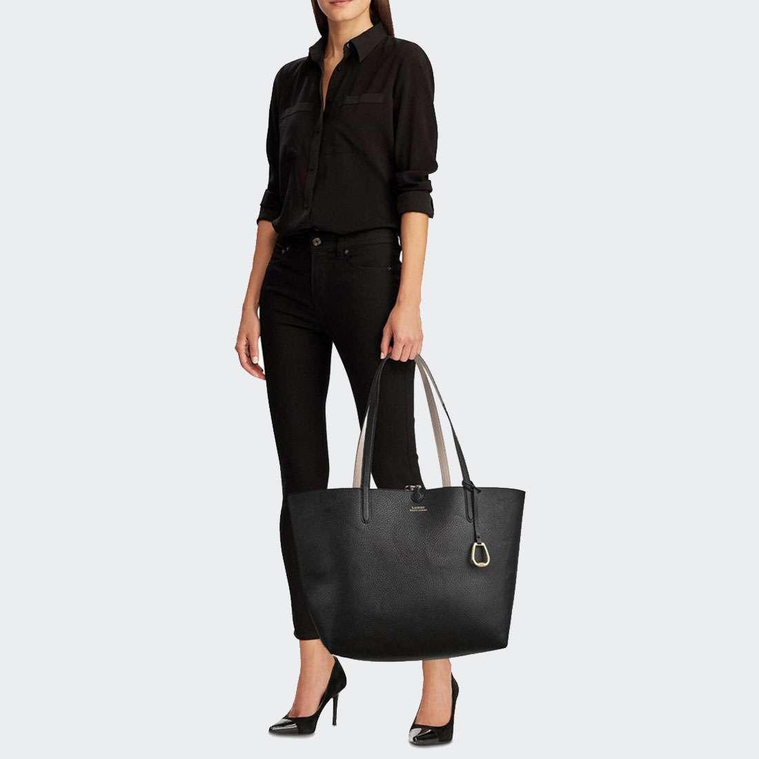 MALA RALPH LAUREN FAUX PEBBLE BLACK