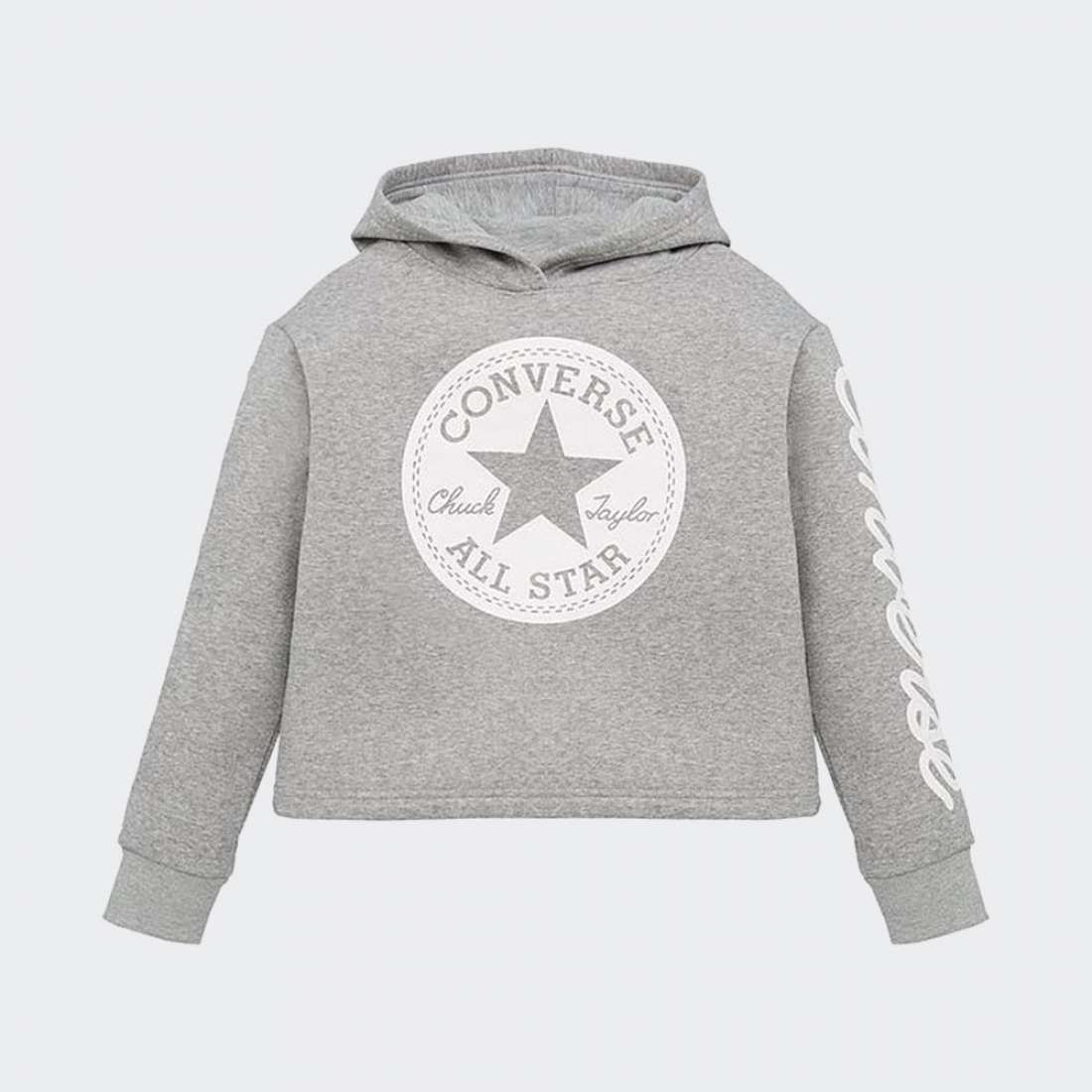 HOODIE CONVERSE CHUCK PATCH CROPPED DARK GREY HEATHER