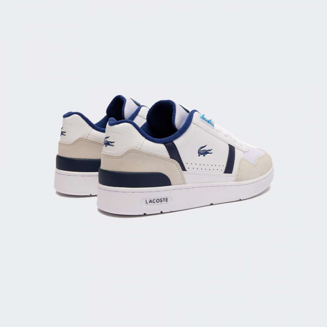 LACOSTE T-CLIP CONTRASTED LEATHER WHT/BLUE