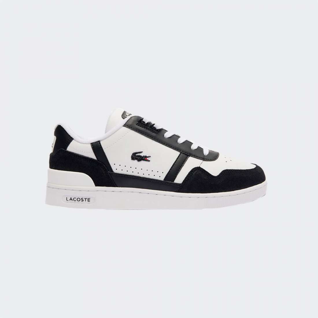 LACOSTE T-CLIP LOGO LEATHER WHT/BLK