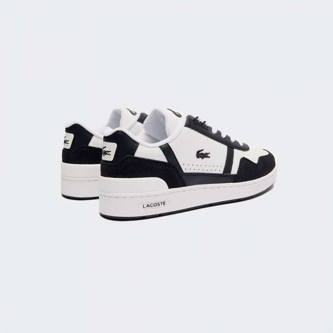 LACOSTE T-CLIP LOGO LEATHER WHT/BLK