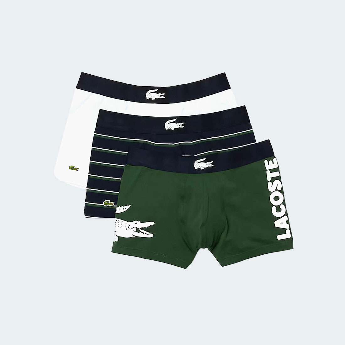 PACK 3 BOXERS LACOSTE 5H1803 THYME/NAVY BLUE