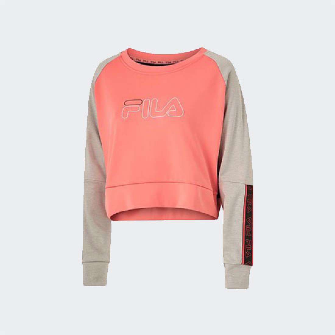 SWEATSHIRT FILA AHUVA CROPPED PINK GREY/MELANGE BLACK