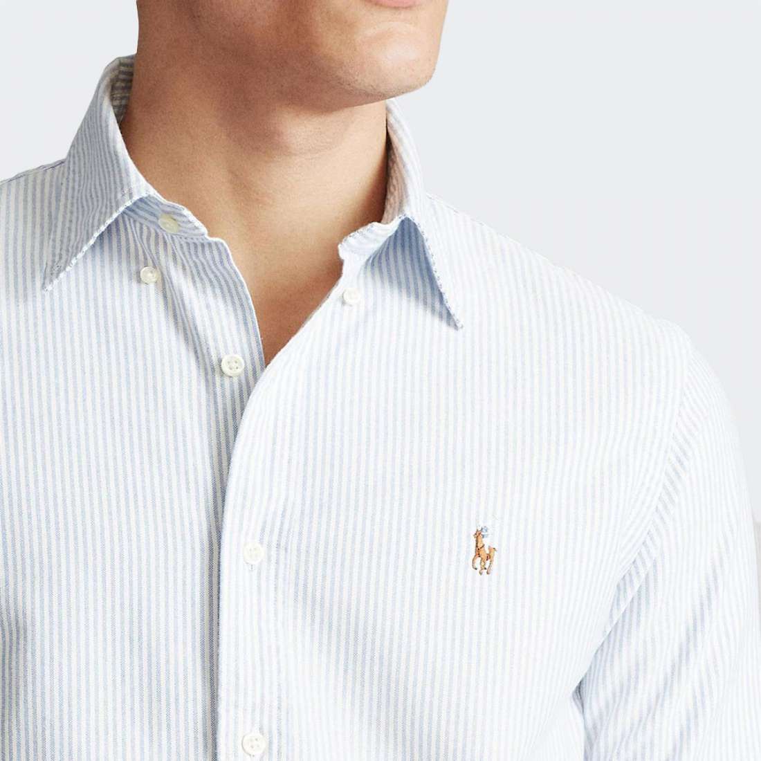 CAMISA RALPH LAUREN OXFORD BLUE/ WHITE STRIPES