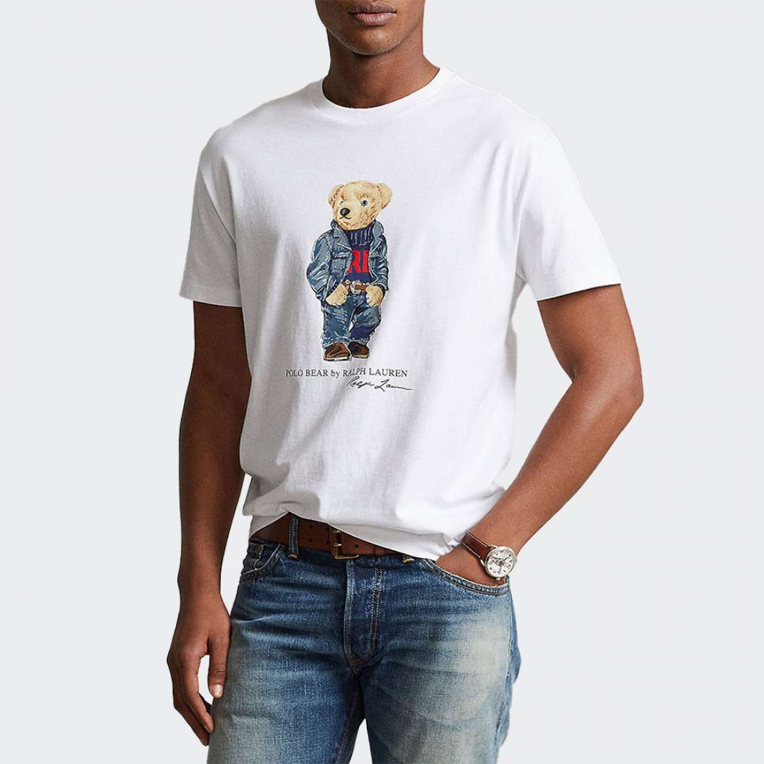 TSHIRT RALPH LAUREN BEAR WHITE/DENIM BEAR