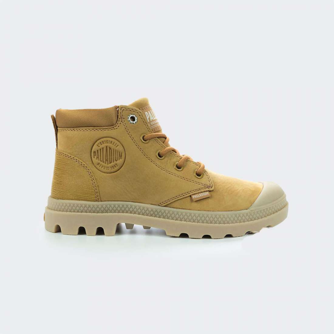 BOTAS PALLADIUM LOW CUF LEA AMBER GOLD