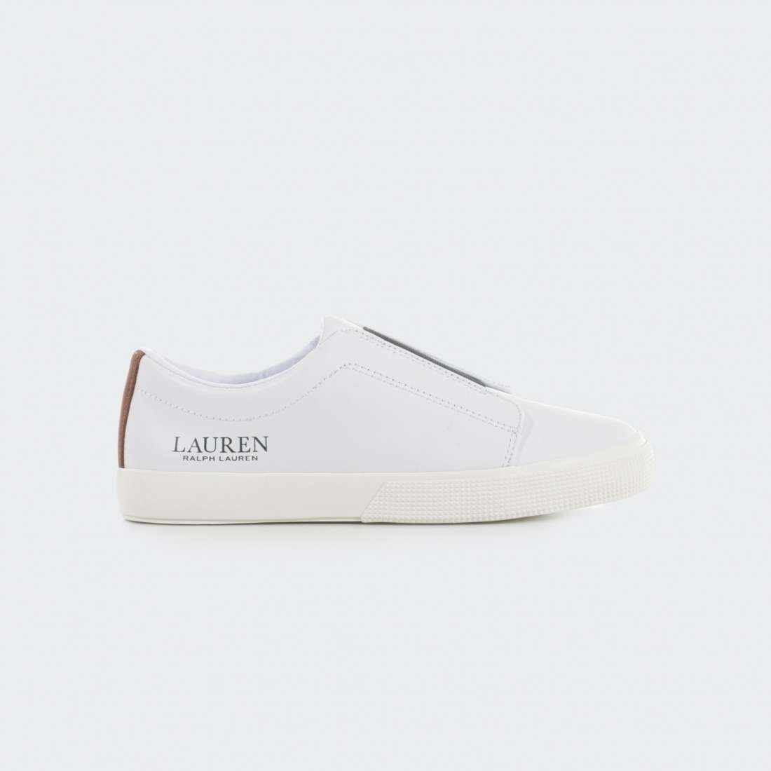 RALPH LAUREN JUDITH LEATHER TRAINER WHITE