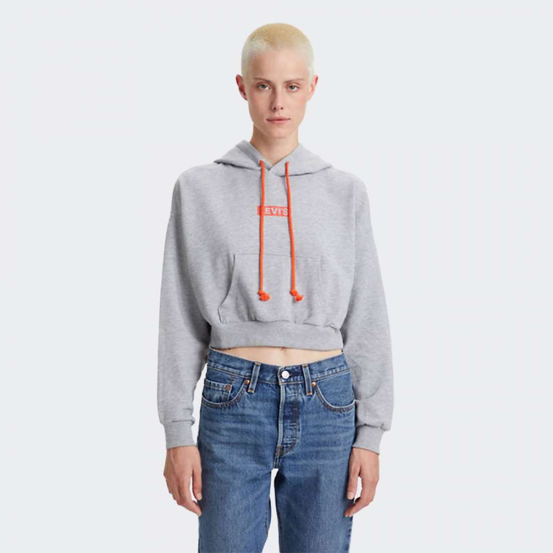 HOODIE LEVI´S GRAPHIC LAUNDRY S HEATHER GREY B ORANGE