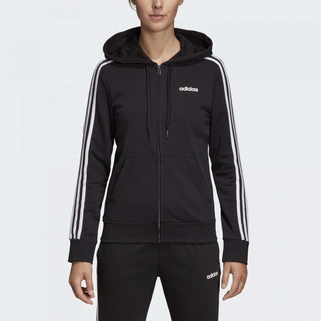 CASACO ADIDAS 3 STRIPES BLACK/WHITE