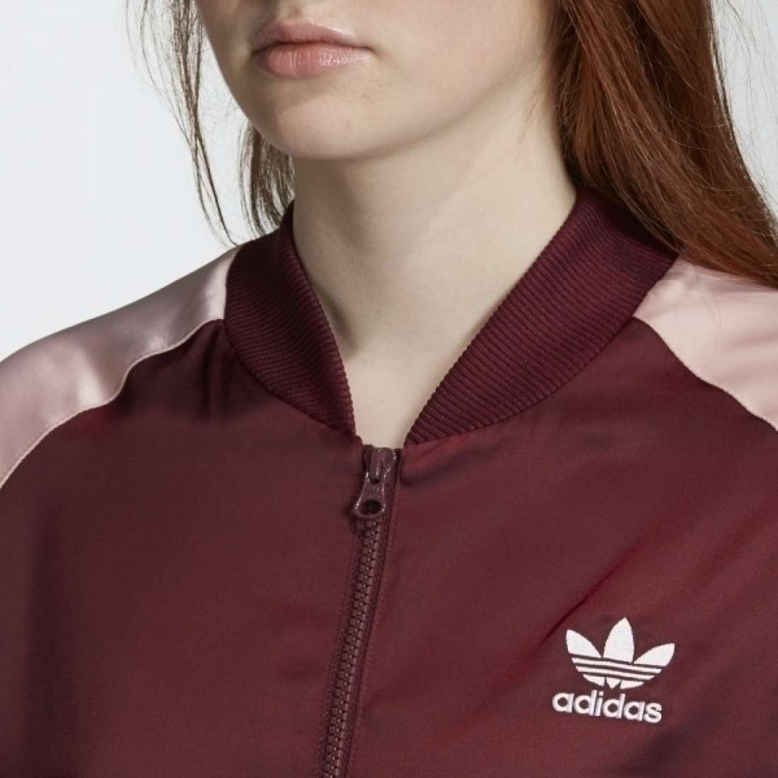 CASACO ADIDAS SATIN BOMBER MAROON/PINK SPIRIT