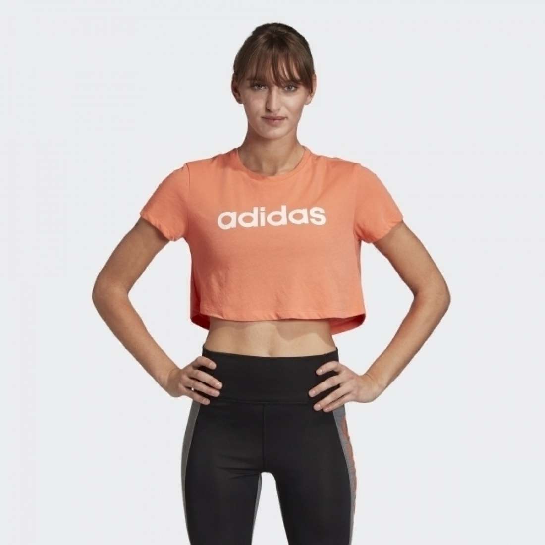 TSHIRT ADIDAS CROPPED W SEMI CORAL / WHITE