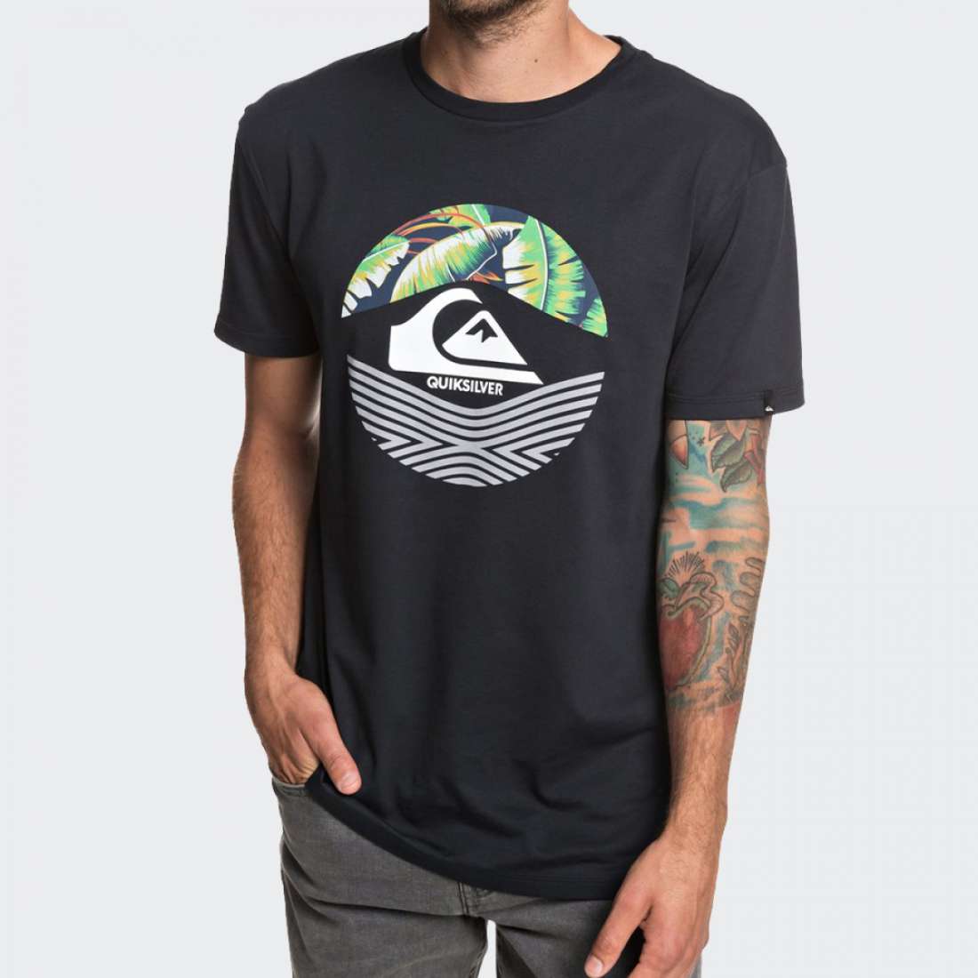 TSHIRT QUIKSILVER STOMPED ON BLACK