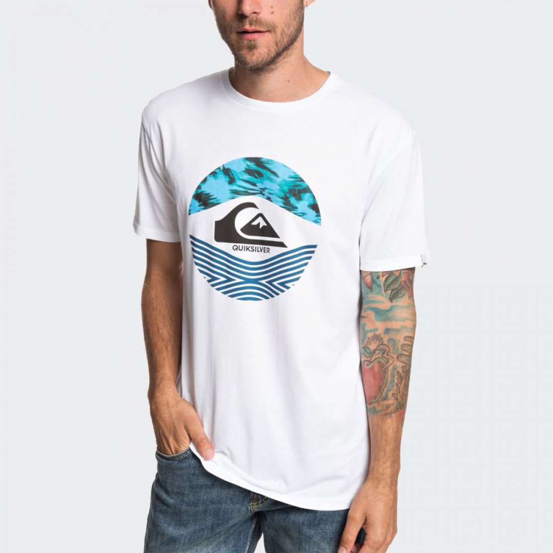 TSHIRT QUIKSILVER STOMPED ON WHITE