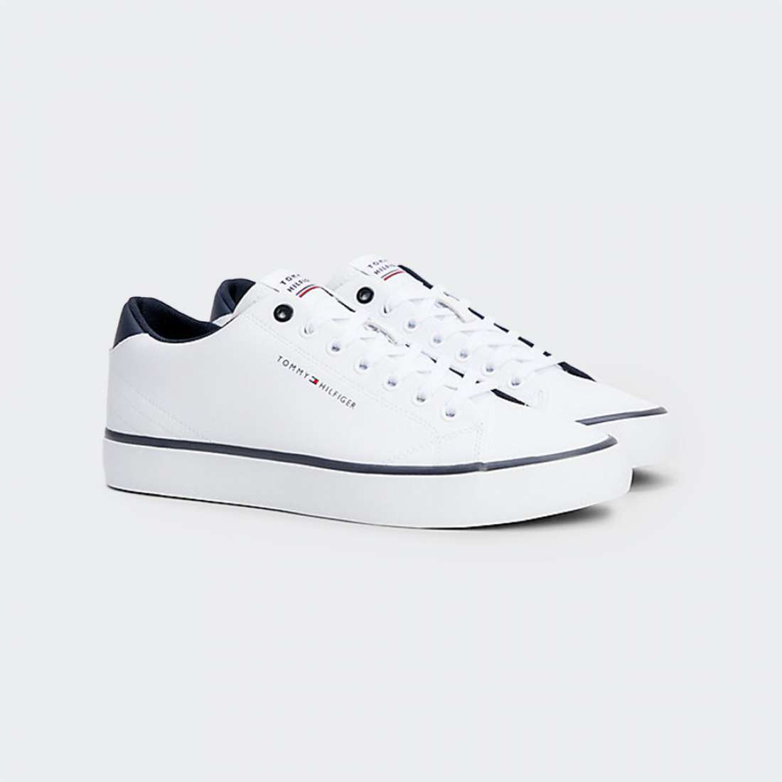 TOMMY HILFIGER LEATHER CONTRAST DETAIL WHITE