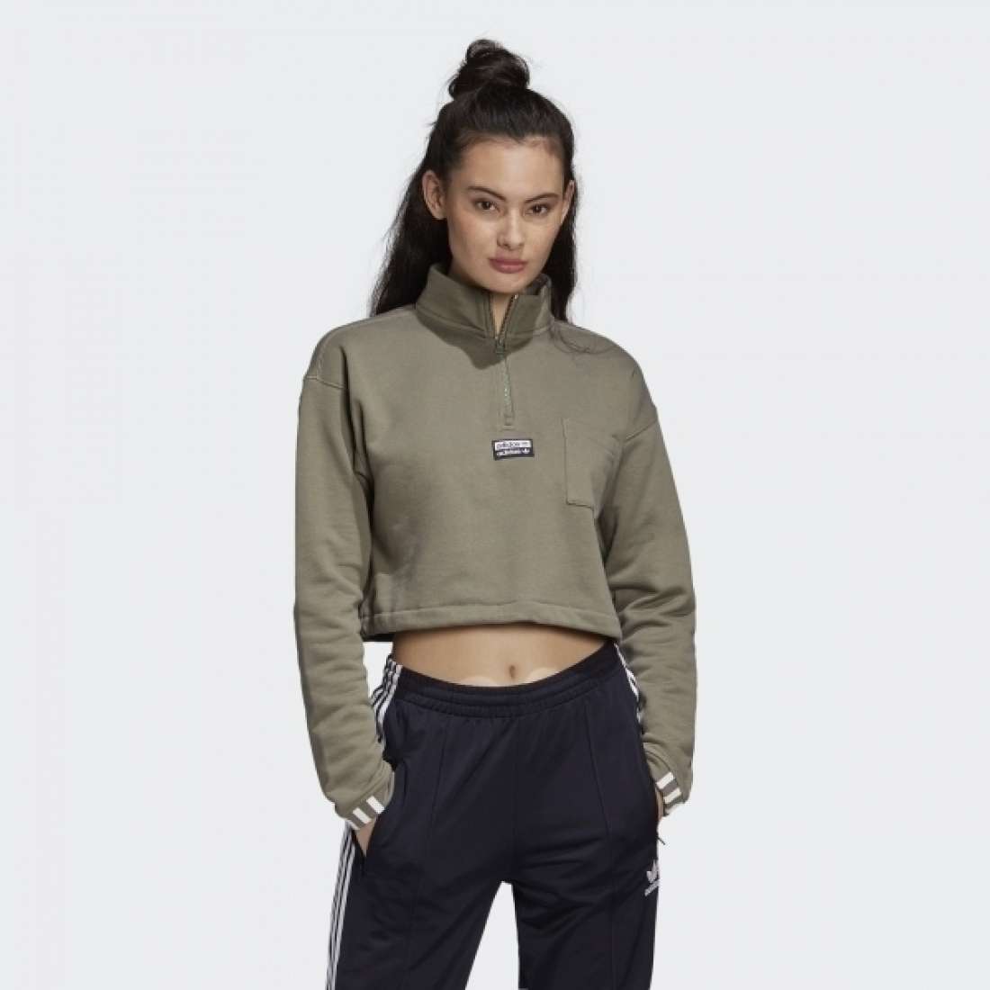 SWEATSHIRT ADIDAS CROPPED OLIVE