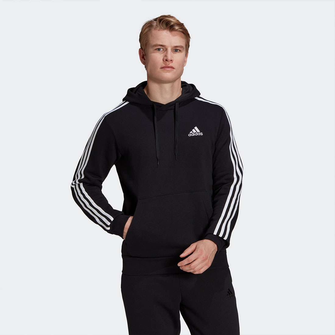 CASACO ADIDAS ESSENTIALS FLEECE 3-STRIPES BLACK/WHITE