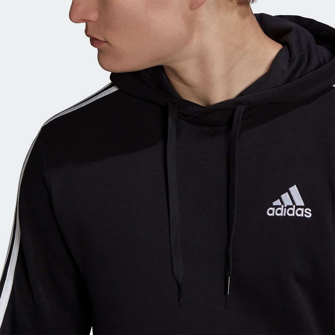 CASACO ADIDAS ESSENTIALS FLEECE 3-STRIPES BLACK/WHITE