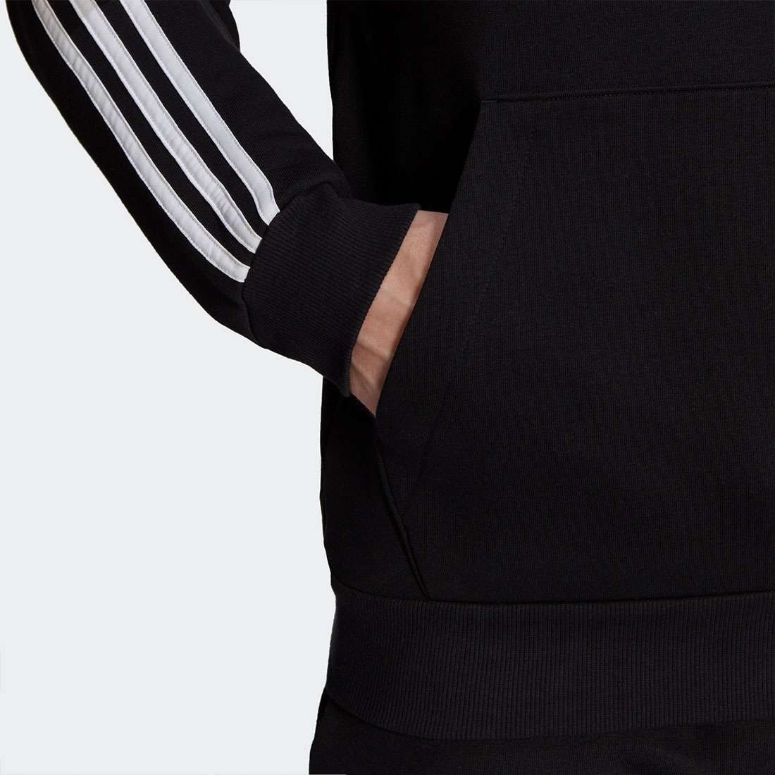 CASACO ADIDAS ESSENTIALS FLEECE 3-STRIPES BLACK/WHITE