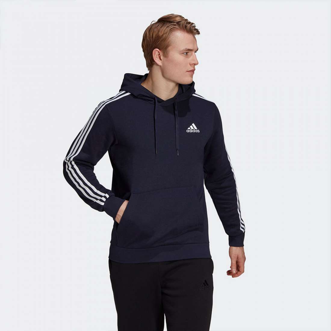 HOODIE ADIDAS 3-STRIPES ESSENTIALS LEGINK/WHITE