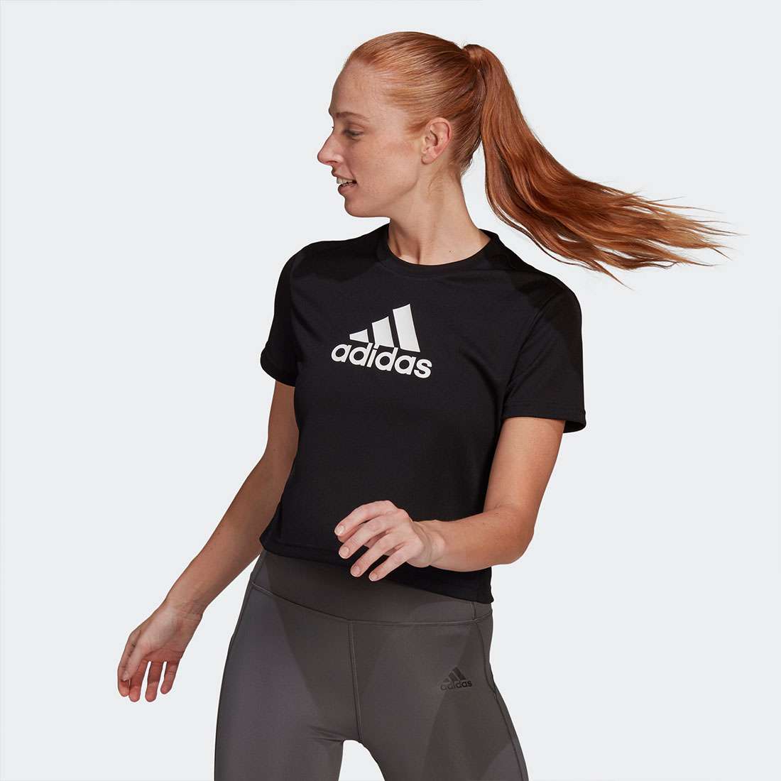 T-SHIRT ADIDAS SPORT CROPPED BLACK/WHITE