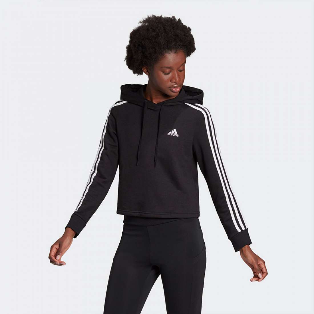 HOODIE ADIDAS 3-STRIPES ESSENTIALS BLACK/WHITE