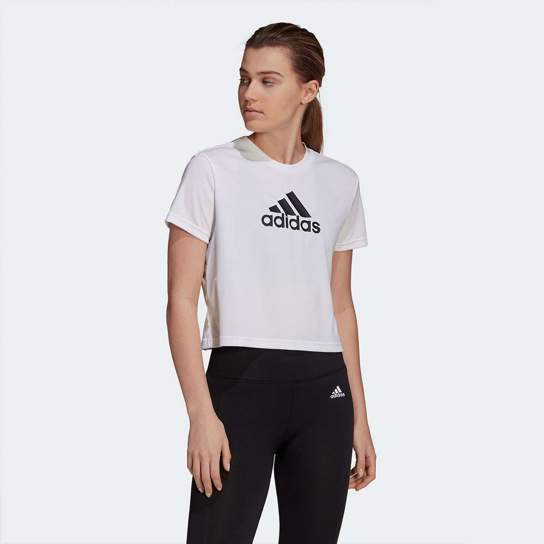 T-SHIRT ADIDAS SPORT CROPPED WHITE/BLACK