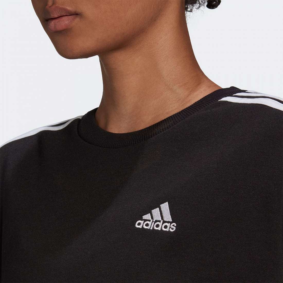 SWEATSHIRT ADIDAS ESSENTIALS STUDIO LOUNGE 3-STRIPES BLACK/WHITE