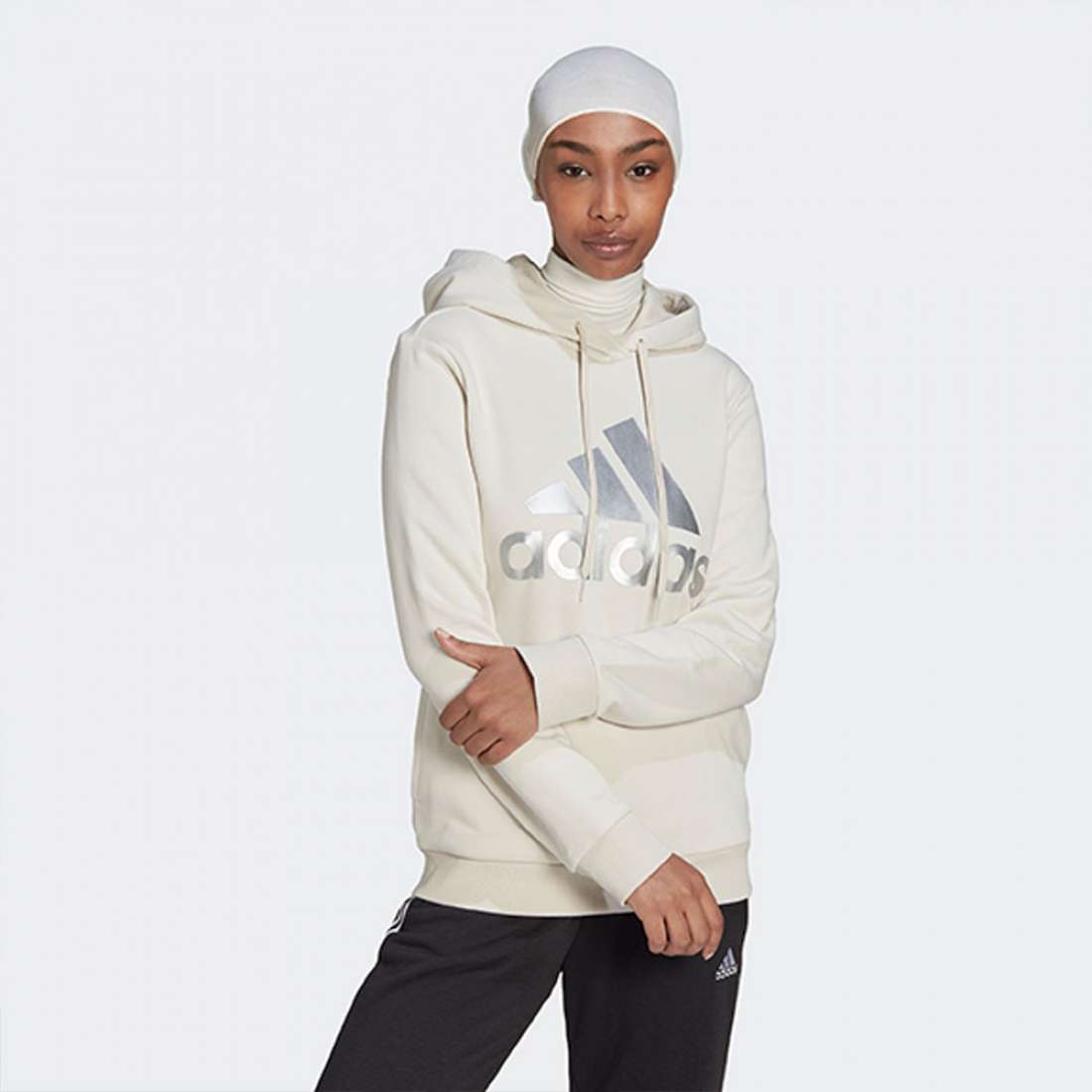 HOODIE ADIDAS BADGE OF SPORT W ALUMIN/METPRA