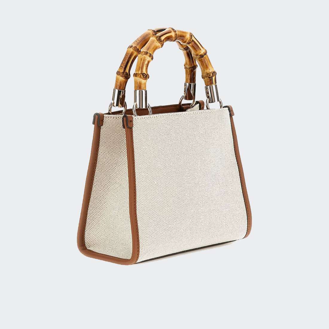 MALA GUESS KERIMA BAMBOO 2 MINI TOTE NATURAL/LATTE LOGO
