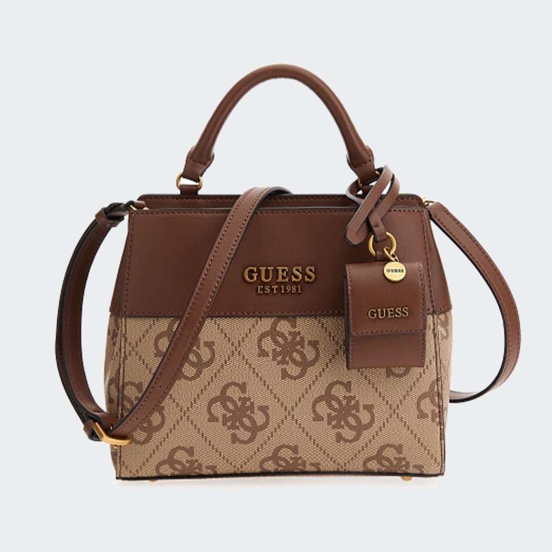 MALA GUESS BERTA HANDBAG LATTE LOGO/BROWN