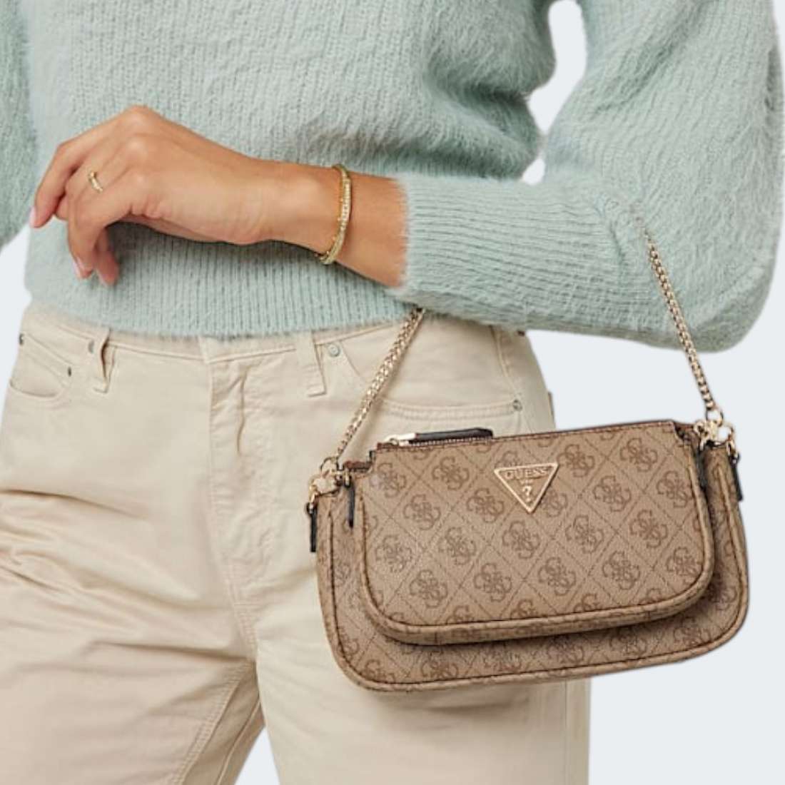 MALA GUESS NOELLE CROSSBODY LATTE LOGO/BROWN